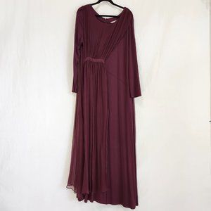 SOFT SURROUNDINGS Isabetta Silk Vermillion Purple Maroon Maxi Gown Dress Size XL